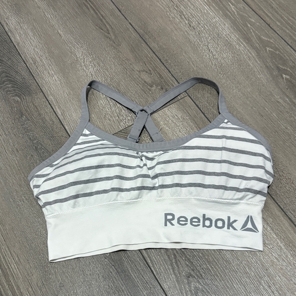 Reebok White and Gray Sports Bra